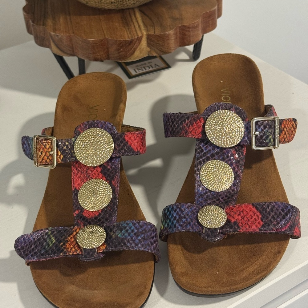 Vionic Multicolor Snake Print Sandals with Gold A… - image 2